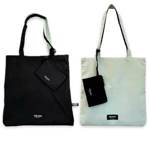 Prada Beauty Reversible Tote Bag w/ Pouch – Black & Mint (GWP) New w/ Tags NWT